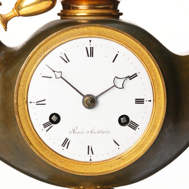 A Empire mantel clock by W Pauli 1795-1810.