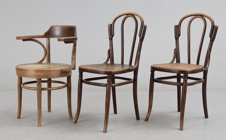 STOLAR, 2 st samt KARMSTOL, wienertyp, 1900-talets första hälft.