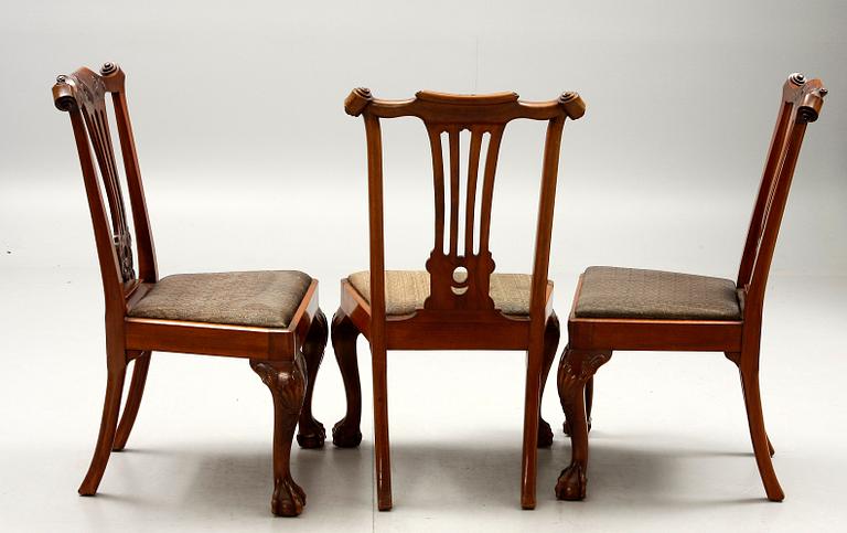 MATSALSGRUPP, 22 delar, Chippendalestil, 1800-1900-tal.