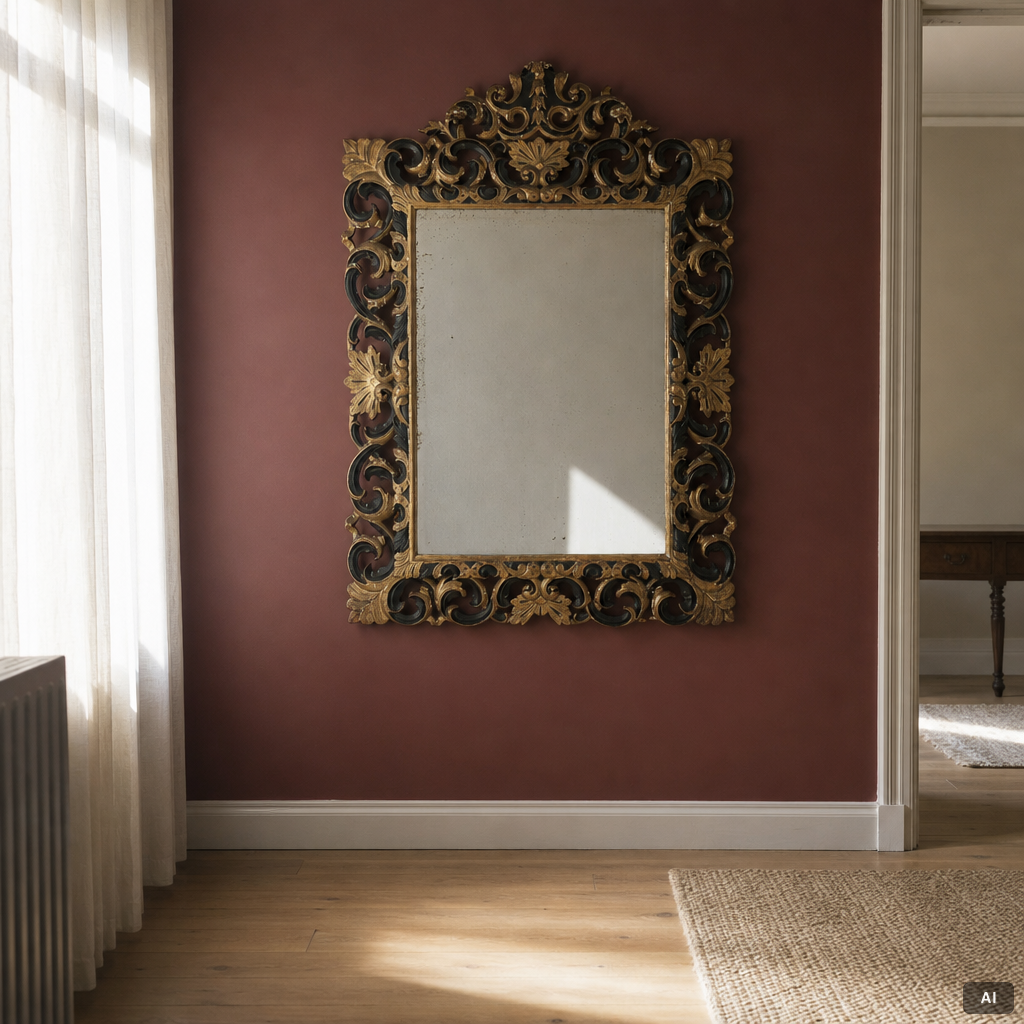 A Baroque style mirror, around 1900.