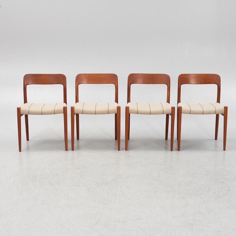 Niels Otto Møller, stolar, 4 st, modell 75, Danmark, 1960-tal.