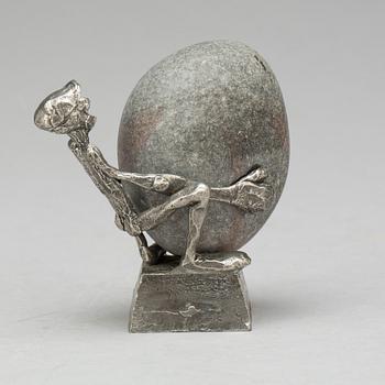 HENRY GUSTAFSSON, skulptur, sten och tenn, signerad.