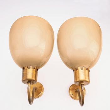 Harald Notini, a pair of large wall sconces, model '8566/A', Arvid Böhlmarks Lampfabrik, Sweden, 1940s.