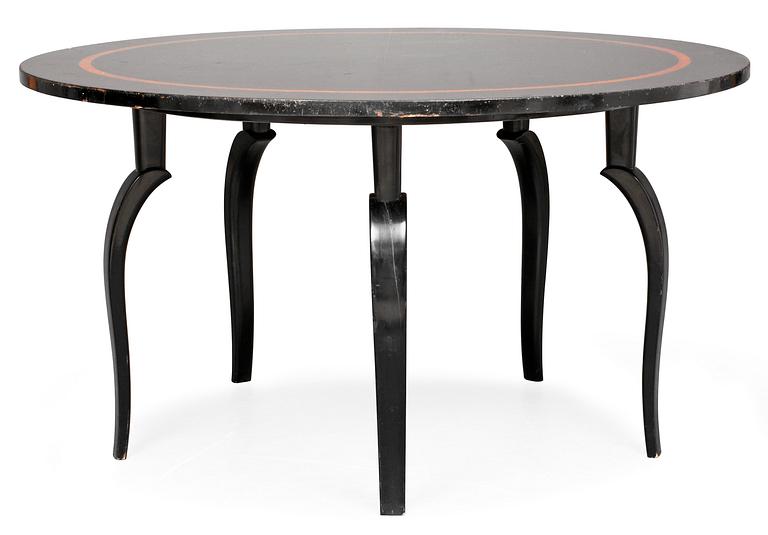 A Carl Hörvik black lacquered and burr wood table, Nordiska Kompaniet, circa 1928.