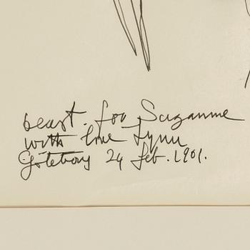 LYNN CHADWICK, tusch, signerad med dedikation.