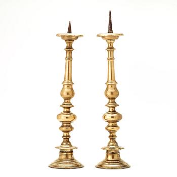 A pair of Pricket Candlesticks, presumably Italy 17th century.