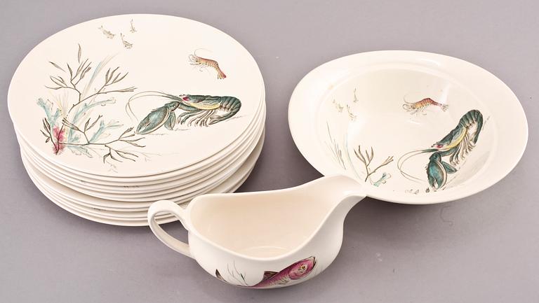 FISKSERVIS, 14 delar, flintgods, Johnson Brothers, 1900-tal.