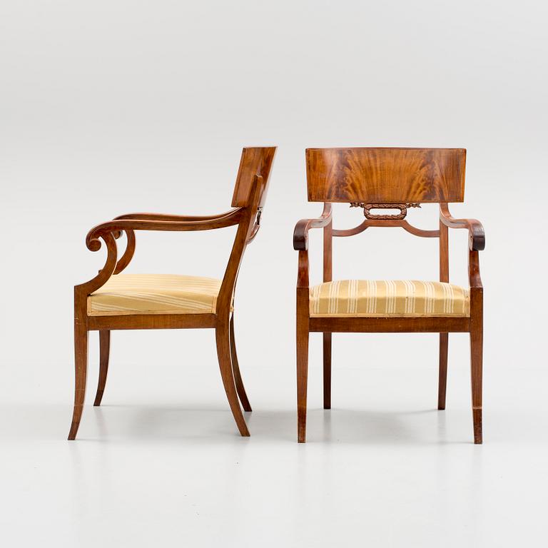 A pair of empire-style chairs by Myrstedt & Stern Stockholm, around 1900.