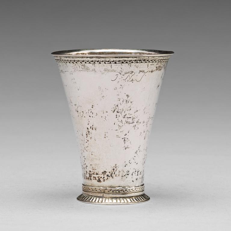 A Swedish 18th century parcel-gilt silver beaker, mark of Petter Julin, Koping 1754.