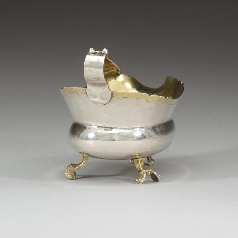 A Swedish 18th century parcel-gilt cream-jug, makers mark of Johan Runqvist, Karlskrona 1770.