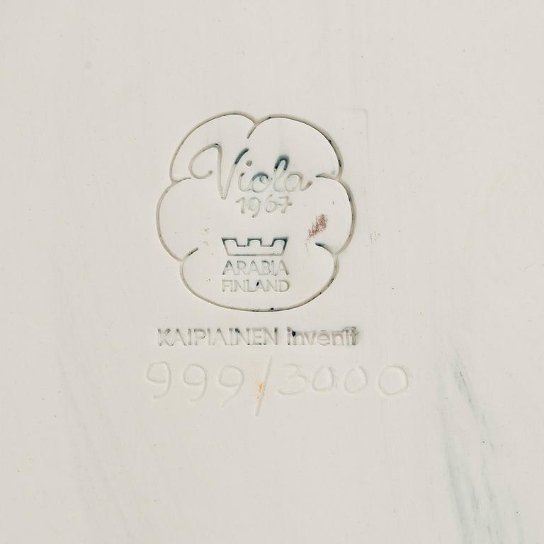 Birger Kaipiainen, a ceramic plate, stamped 'Viola' 1967 Arabia Finland Kaipiainen Invenit' and numbered 999/3000.