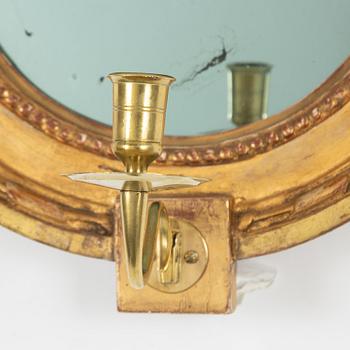 Spegellampetter, ett par, för ett ljus, Sverige, omkring år 1800, Sengustavianska.