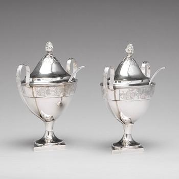 A pair of Baltic sugar-bowls and spoons, mark of Johann Gottfried Möring, Reval (1790-1818 (1820)).