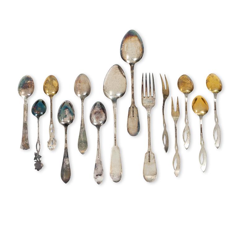 Bestick, 14 st, silver, Finland, bl a Hopeavalmiste, Helsingfors 1959.