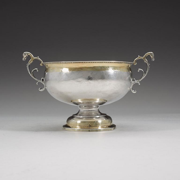 A Swedish 18th century parcel-gilt brandy-bowl, Christoffer Bauman, Hudiksvall 1777.