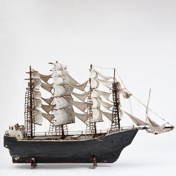 A modell of a ship from Brahestad, Finland, 19th century.
