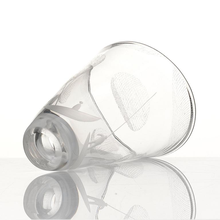 Vicke Lindstrand, an engraved glass vase, Kosta, Sweden 1950-60s.