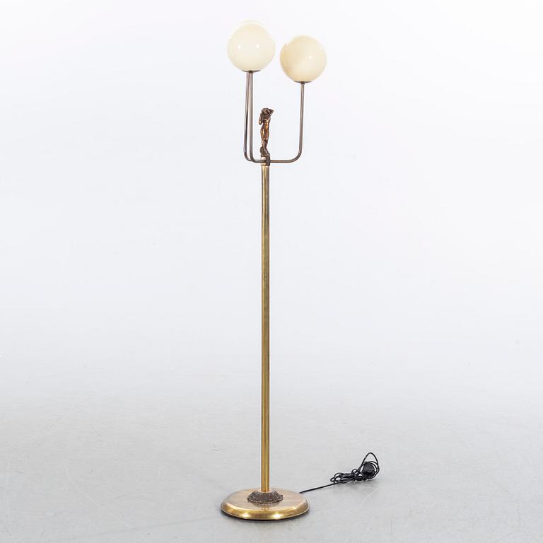 FLOOR LAMP, brass and glass, Armaturbolaget Malmö, 1930/-40's.