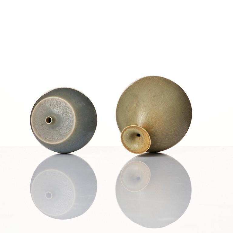 Berndt Friberg, a set of two stoneware vases and a bowl, Gustavsbergs Studio 1955-66.