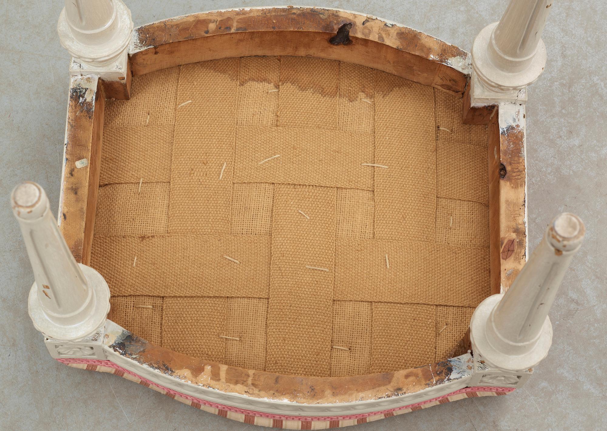 TABURETT, gustaviansk, sent 1700-talets.