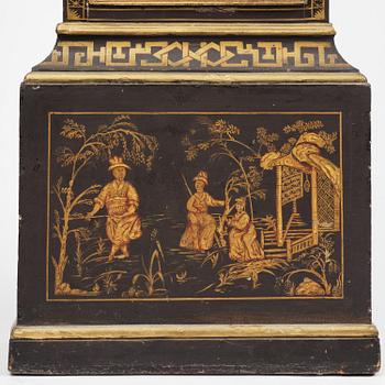 A George II japanned musical longcase clock by William Barrow (watchmaker in London 1700-36).