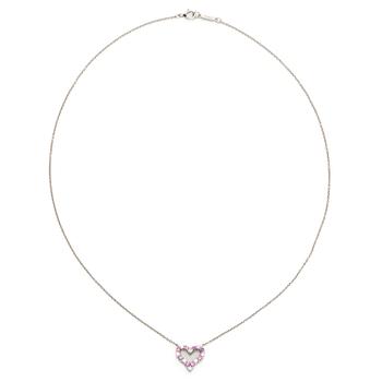 Tiffany & Co, halsband med hänge, hjärta, platina, diamanter och rosa safirer.