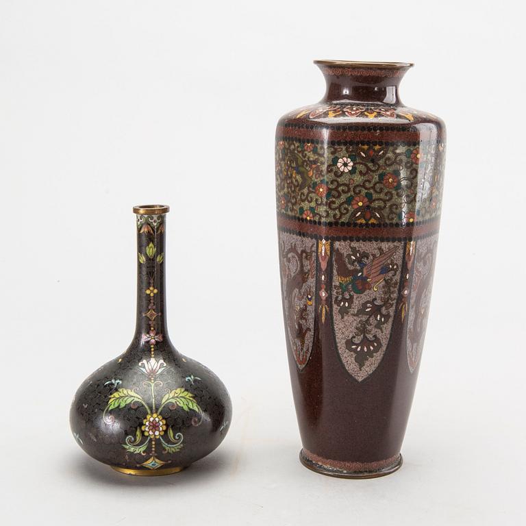 A set of two Japanese Meiji (1868-1912) cloisonné vases.