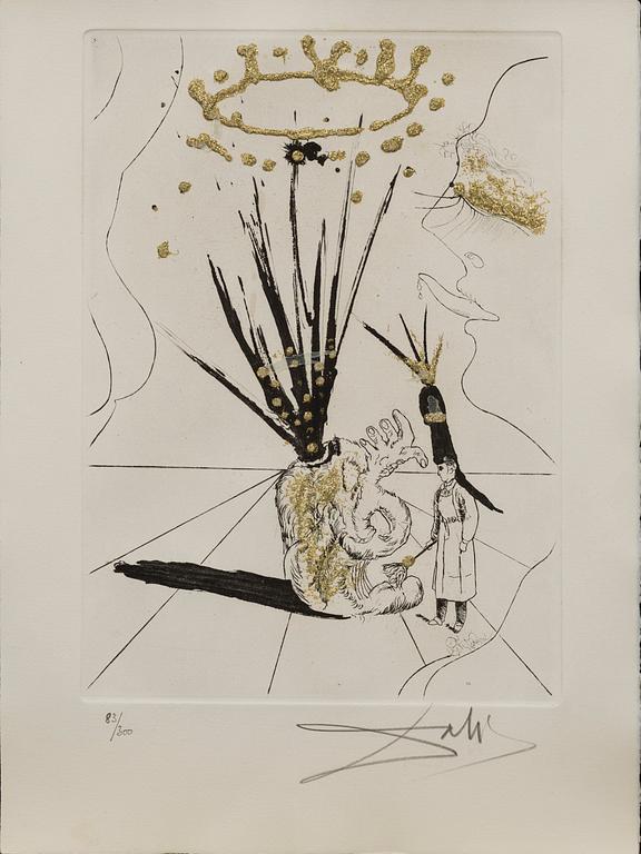 SALVADOR DALÍ, 10 engravings with gold paint, "Les Amours Jaunes", signed and numbered 83/300.