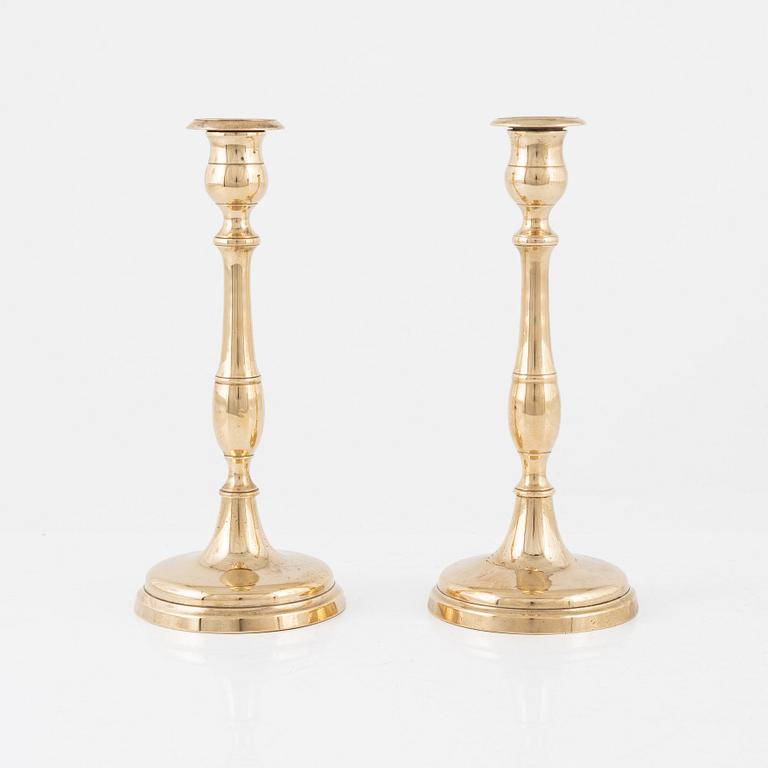 Skultuna Messingsbruk, candlesticks, brass, a pair, "N 62", second half of the 19th century.