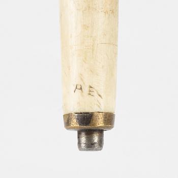 Anton Enarsson, a reindeer horn, birch and pewter walking stick, signed AE and dated 1965.