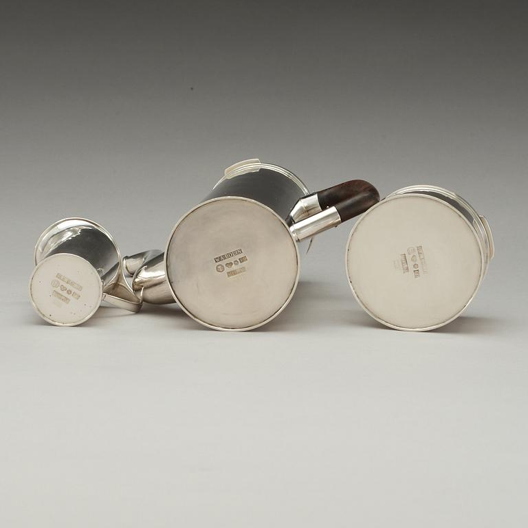 A W.A. Bolin three pcs sterling coffee service, Stockholm 1956.