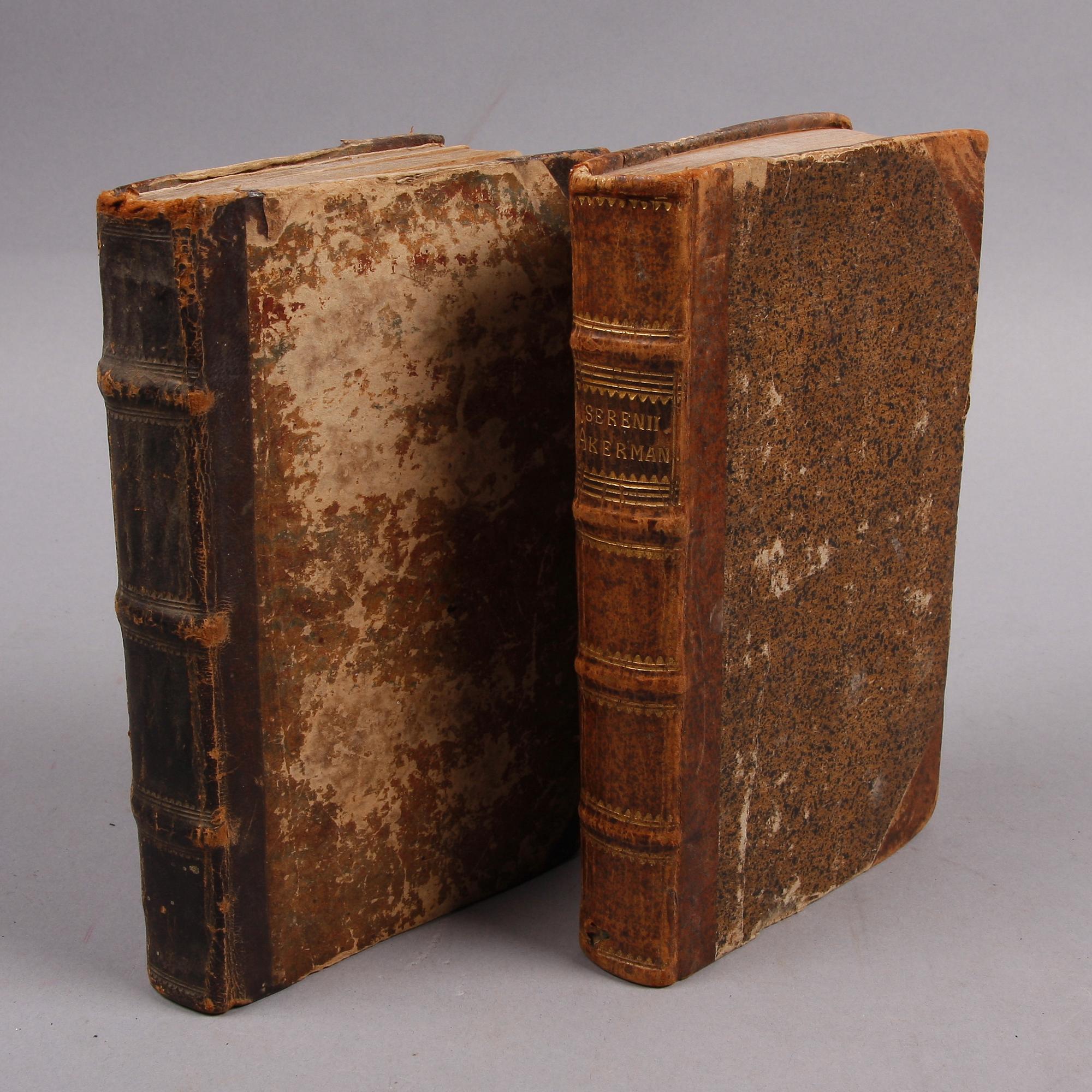 BÖCKER, 2 st, "Engelska åkermannen och fåraherden eller åkerbrukskonsten..." av Jacob Serenius, Stockholm 1727.