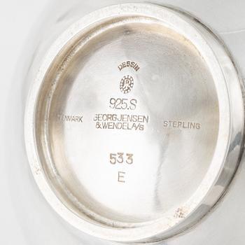 Johan Rohde, ask med lock, silver, design 533 E, Georg Jensen, Danmark, 1945-1951.