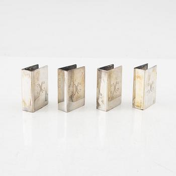 A set of 15 silver matchbox holders mark of H Grun Stockholm 1951, weight 234 grams.