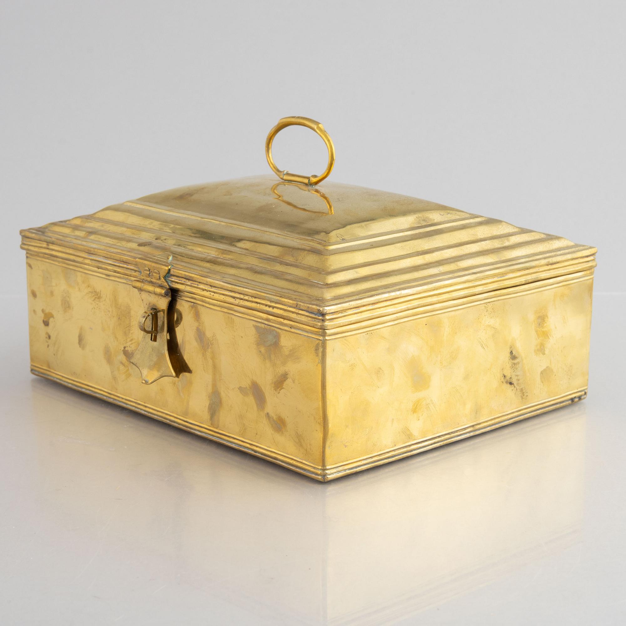 A Northern-European brass casket, dated 1778.