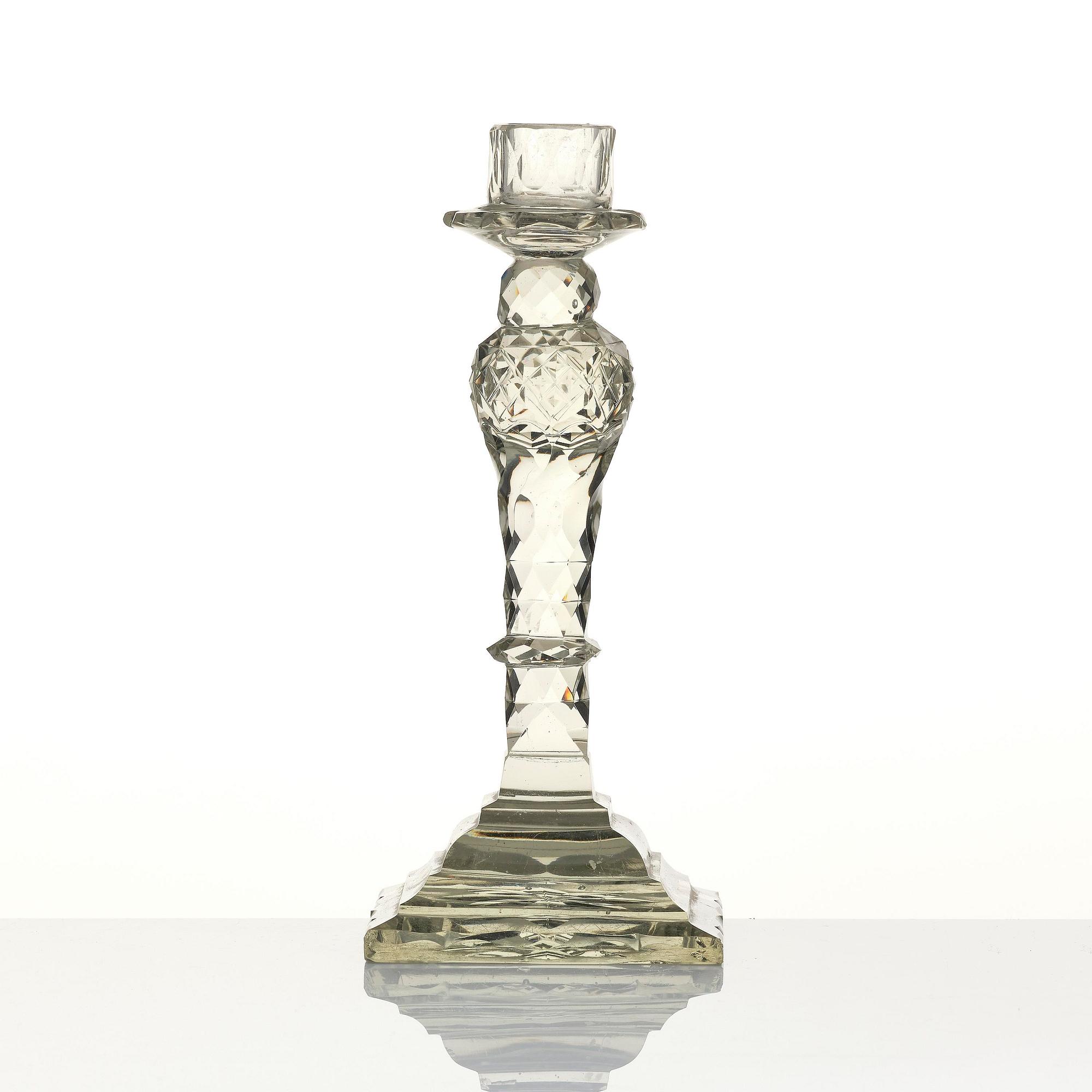 An Anglo-Irish cut glass candle stick, 18th century.