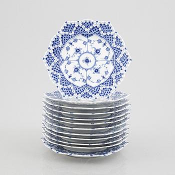 Royal Copenhagen, twelve sideplates, 1'Musselmalet Full Lace', Denmark, 1964-73.