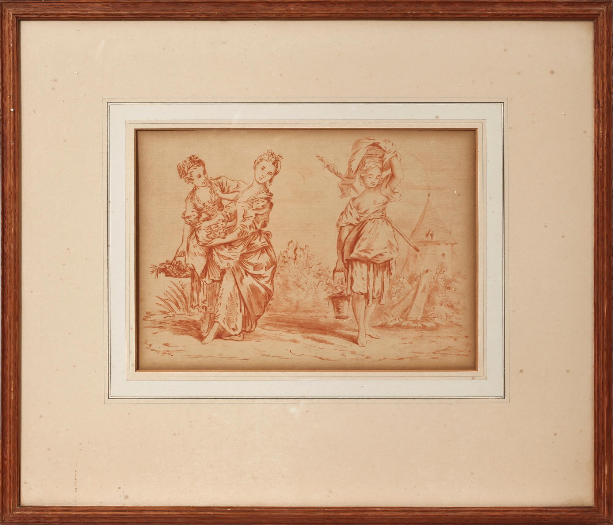 OKÄND KONSTNÄR, 2 st, teckningar, sign, 1800-tal.