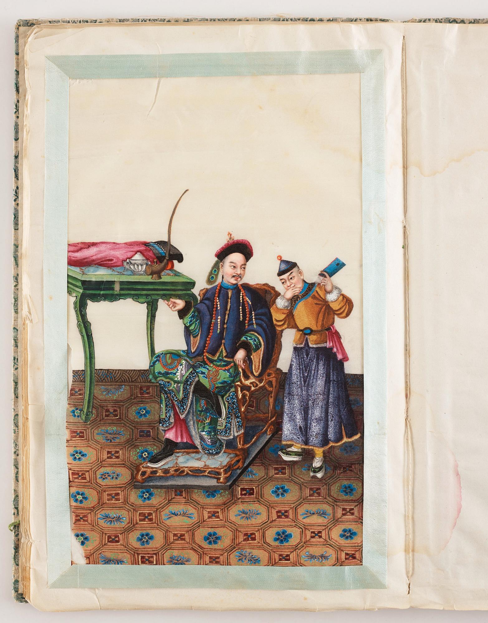 An album with 12 Chinese paintings by anonymous artist, Qing dynasty, 19th Century.