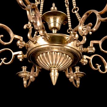 A late 18th century possibly Flemish solid bronze chandelier.