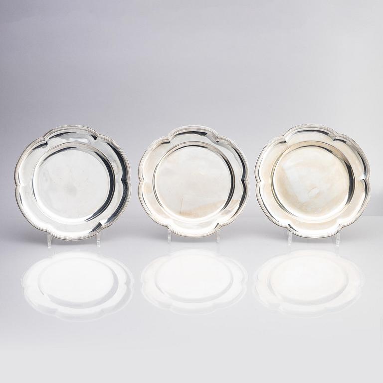 Six Swedish silver plates, marks of Arvid Floberg 1788.