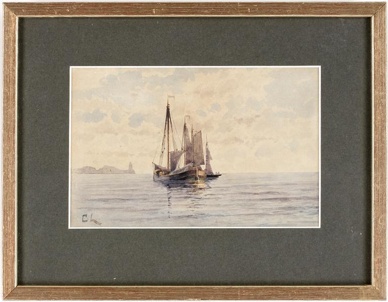 CARL LEVEAU, akvarell, monogram sign.