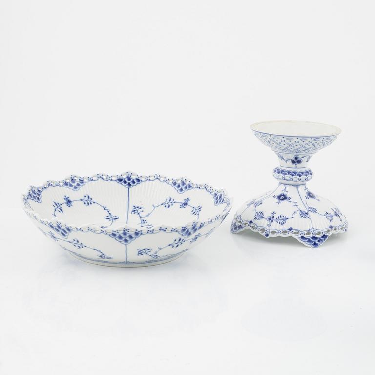 A group of eight 'Musselmalet' porcelain pieces, Royal Copenhagen, Denmark.