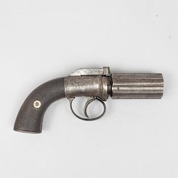 Slaglåsrevolver. Allens patent. brittisk, 1800-talets mitt.