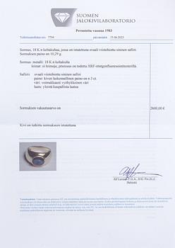 Ring, 18K guld och safir ca 3.0 ct. Med certifikat.