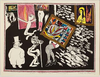 Lars Hillersberg, handkolerad litografier/collage, 4 st, signerade.