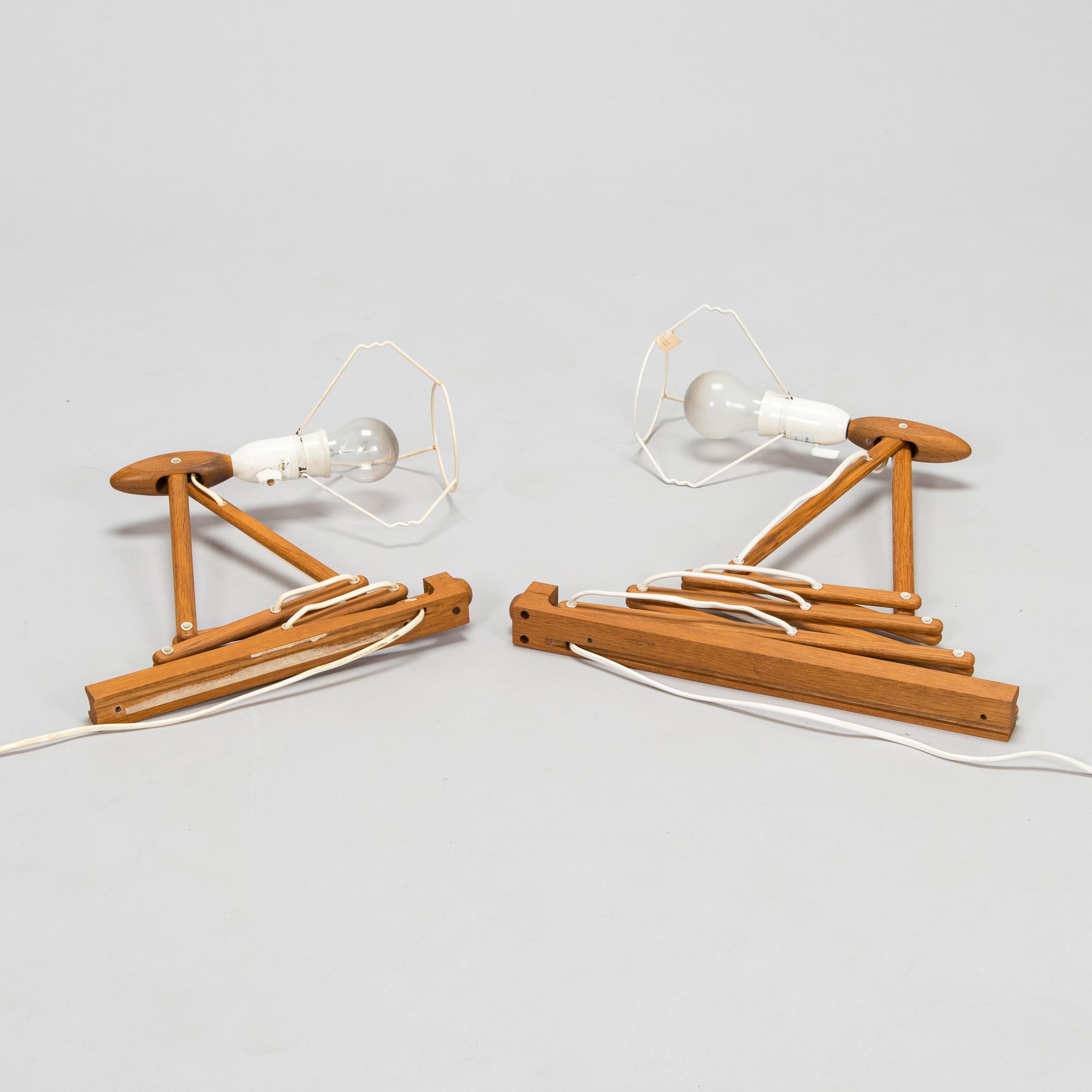 Erik Hansen, vägglampor, ett par, "Saxelampe", Le Klint, Danmark.