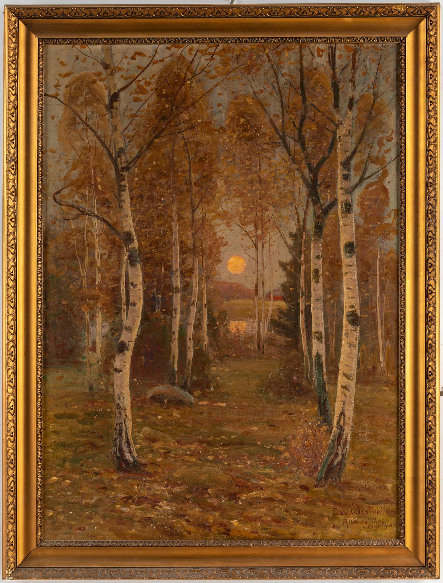 EDVARD WESTMAN, oil on canvas, signed and dated Ridderholm okt 1910.