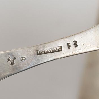 Matskedar, 17 st, silver, mestadels 1800-tal.