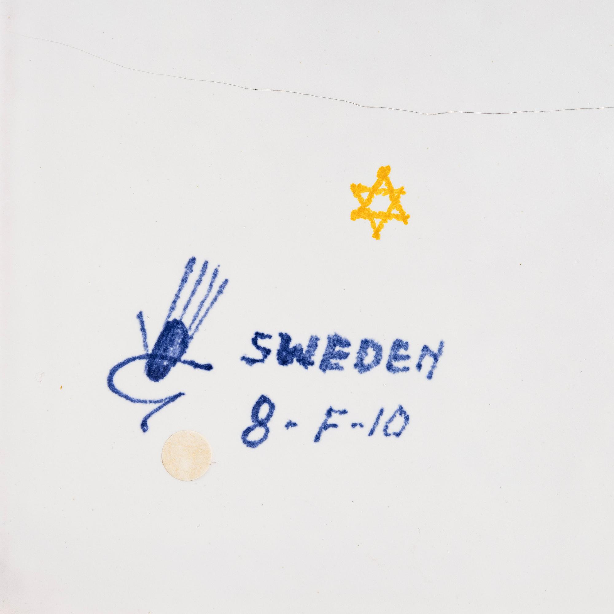 Stig Lindberg, vase and two mirrors, earthenware vase, Gustavsbergs studio.